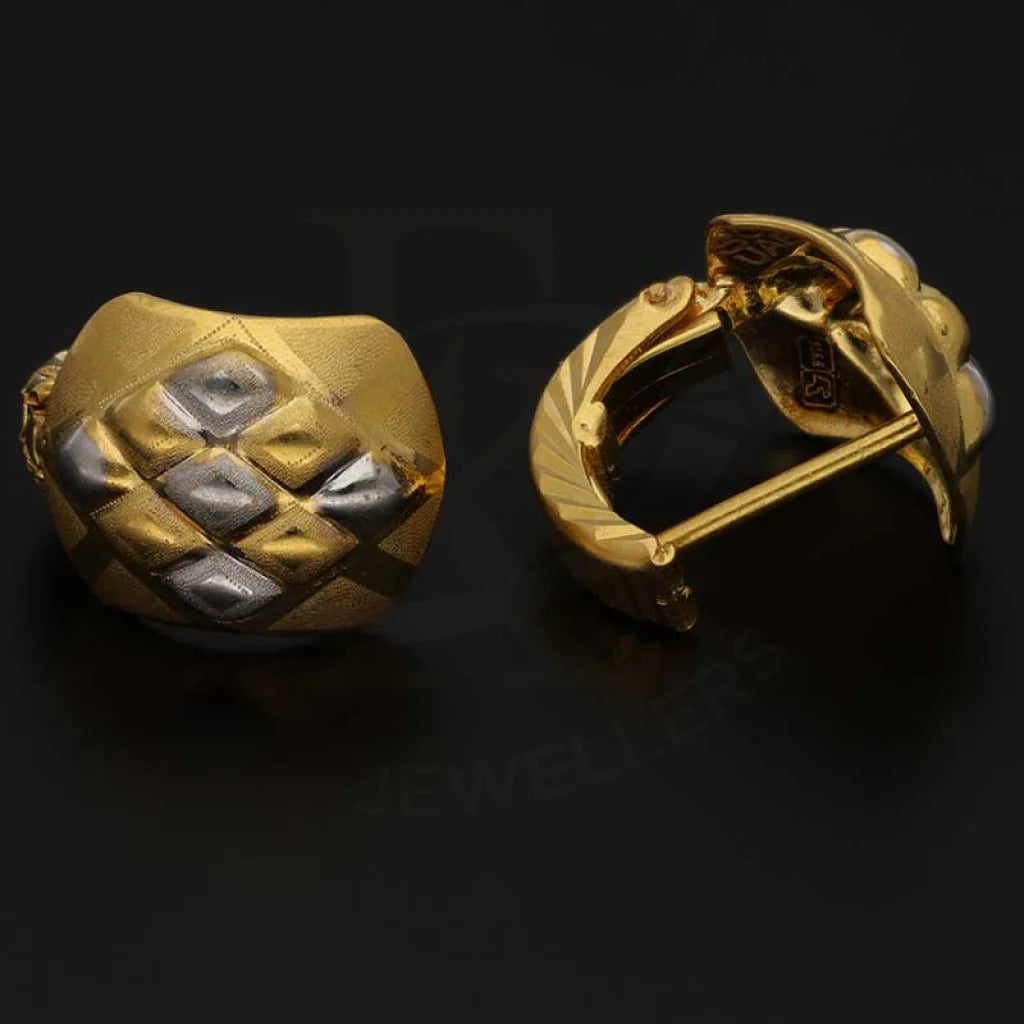 Dual Tone Gold Clip Earrings 22Kt - Fkjern22K3117