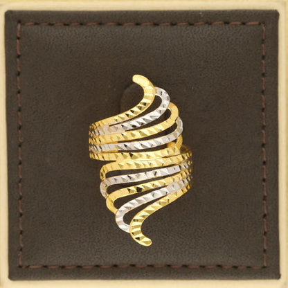 Dual Tone Gold Curve Ring 22Kt - Fkjrn22K5149 Rings