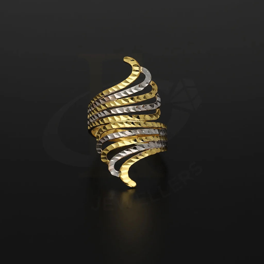 Dual Tone Gold Curve Ring 22Kt - Fkjrn22K5149 Rings