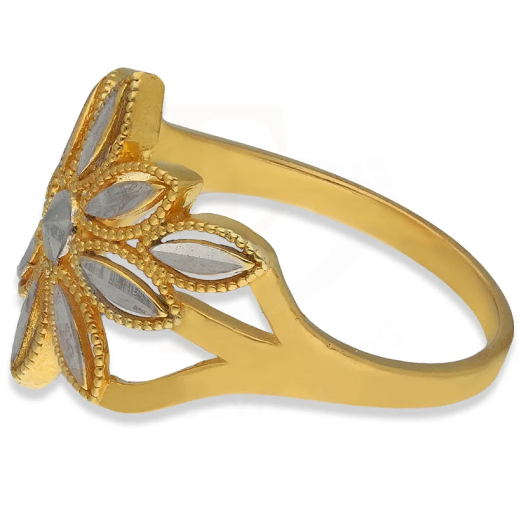 Dual Tone Gold Flower Ring 22Kt - Fkjrn22K3873 Rings