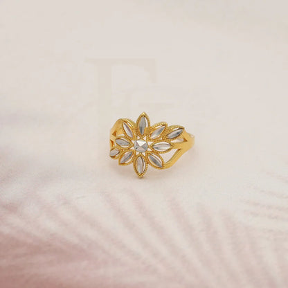 Dual Tone Gold Flower Ring 22Kt - Fkjrn22K3873 Rings