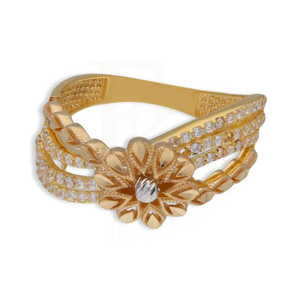 Dual Tone Gold Flower Shaped Ring 22Kt - Fkjrn22K3556 Rings