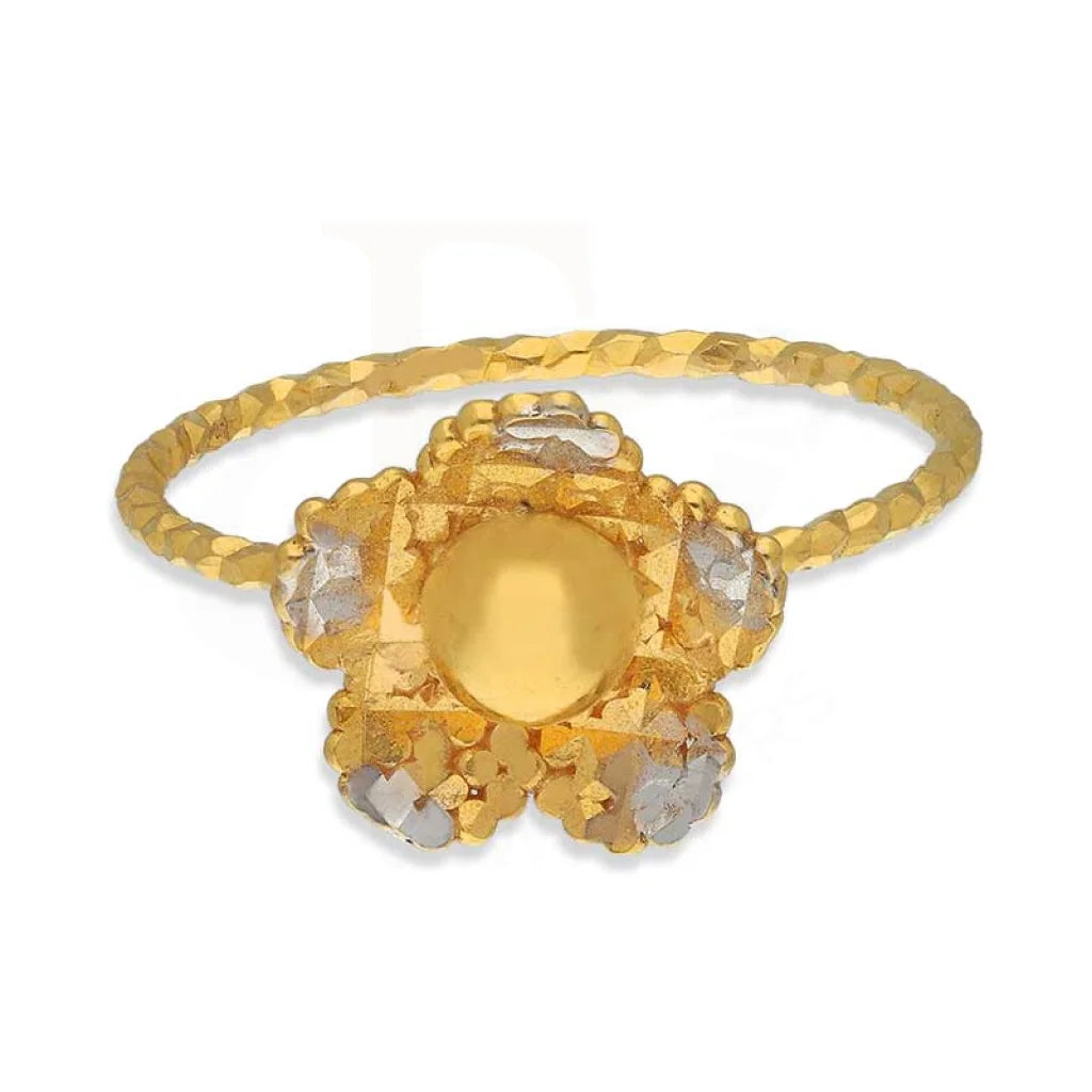 Dual Tone Gold Flower Shaped Ring 22Kt - Fkjrn22K3709 Rings