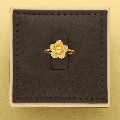 Dual Tone Gold Flower Shaped Ring 22Kt - Fkjrn22K3709 Rings