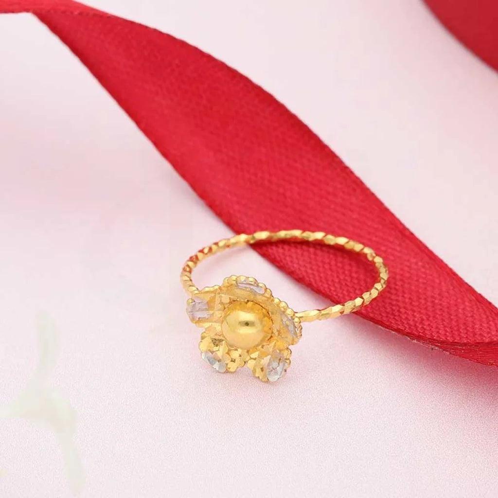 Dual Tone Gold Flower Shaped Ring 22Kt - Fkjrn22K3709 Rings