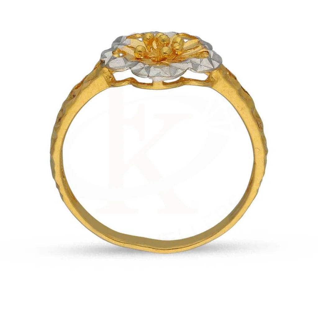 Dual Tone Gold Flower Shaped Ring 22Kt - Fkjrn22K3716 Rings