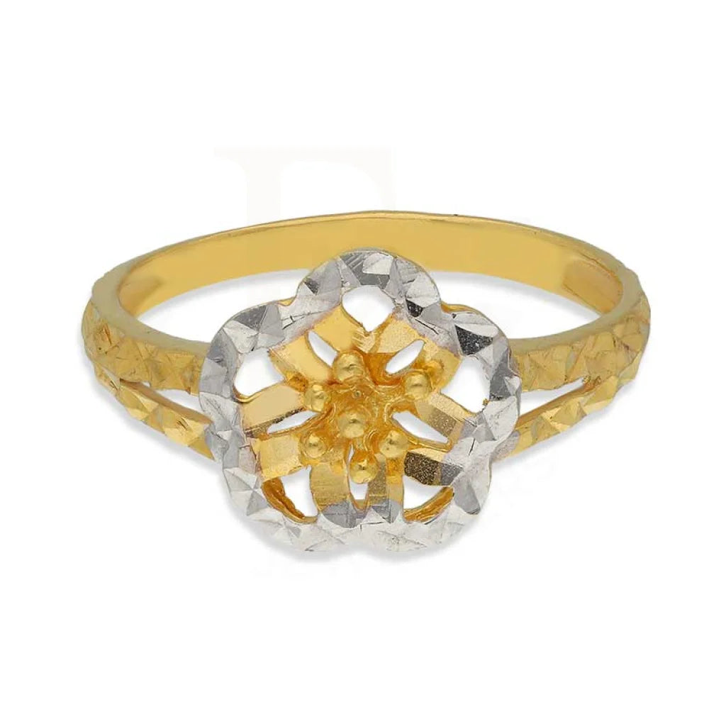 Dual Tone Gold Flower Shaped Ring 22Kt - Fkjrn22K3716 Rings