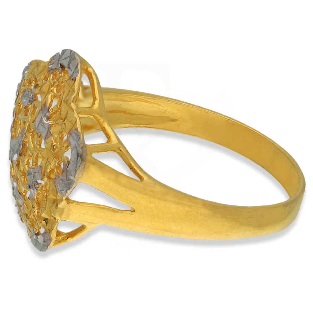 Dual Tone Gold Flower Shaped Ring 22Kt - Fkjrn22K3858 Rings