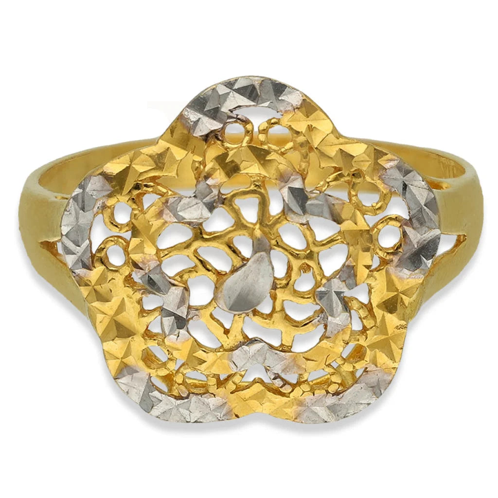 Dual Tone Gold Flower Shaped Ring 22Kt - Fkjrn22K3858 Rings