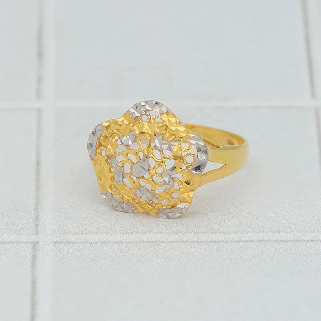 Dual Tone Gold Flower Shaped Ring 22Kt - Fkjrn22K3858 Rings