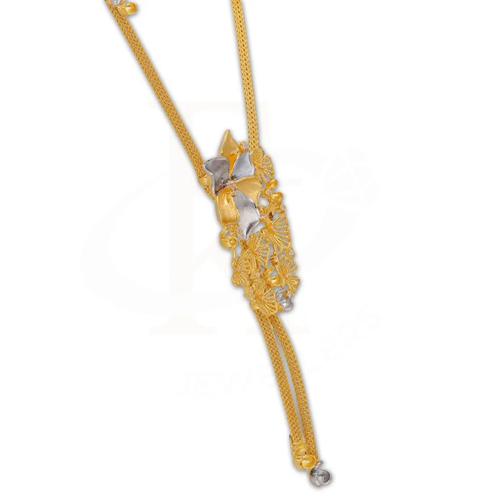 Dual Tone Gold Flowers Shaped Pendant Set (Necklace And Earrings) 22Kt - Fkjnklst22K2408 Sets