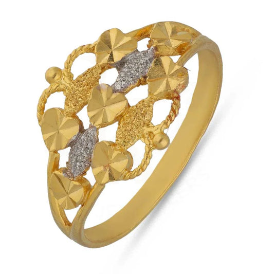 Dual Tone Gold Hearts Shaped Ring 22Kt - Fkjrn22K3726 Rings