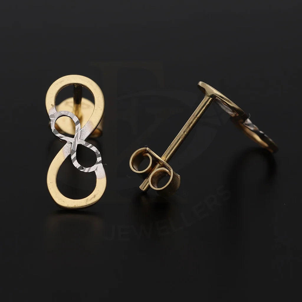 Dual Tone Gold Infinity Stud Earrings 18Kt - Fkjern18K5535