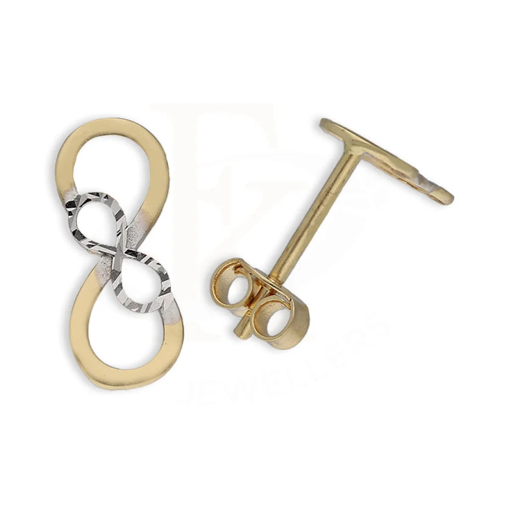 Dual Tone Gold Infinity Stud Earrings 18Kt - Fkjern18K5535