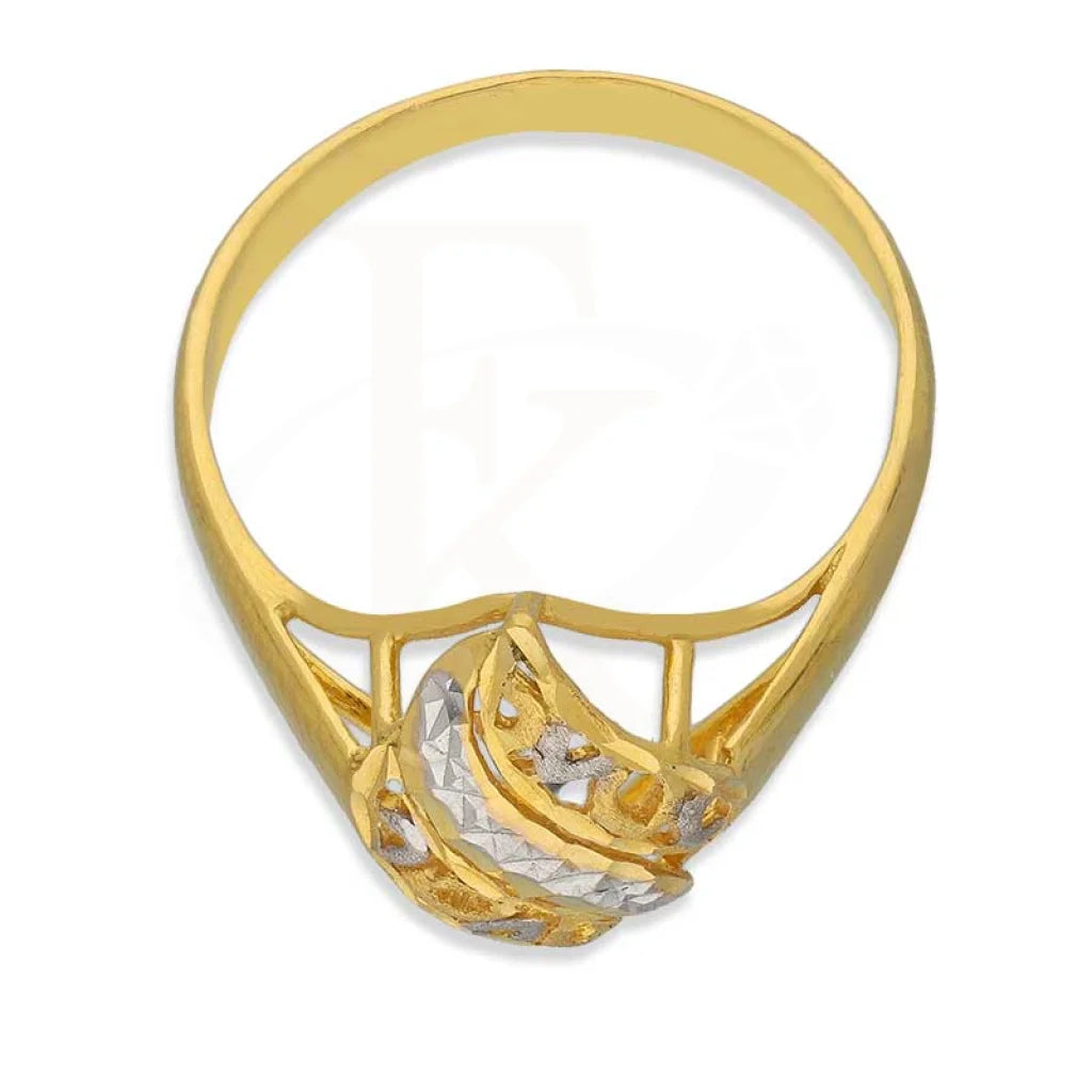 Dual Tone Gold Leaf Shaped Ring 22Kt - Fkjrn22K3717 Rings