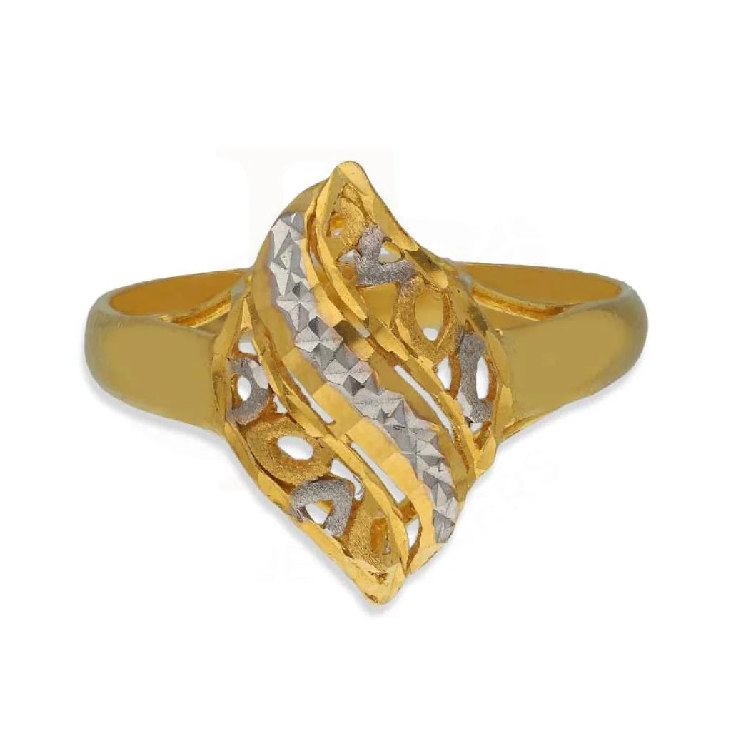 Dual Tone Gold Leaf Shaped Ring 22Kt - Fkjrn22K3717 Rings