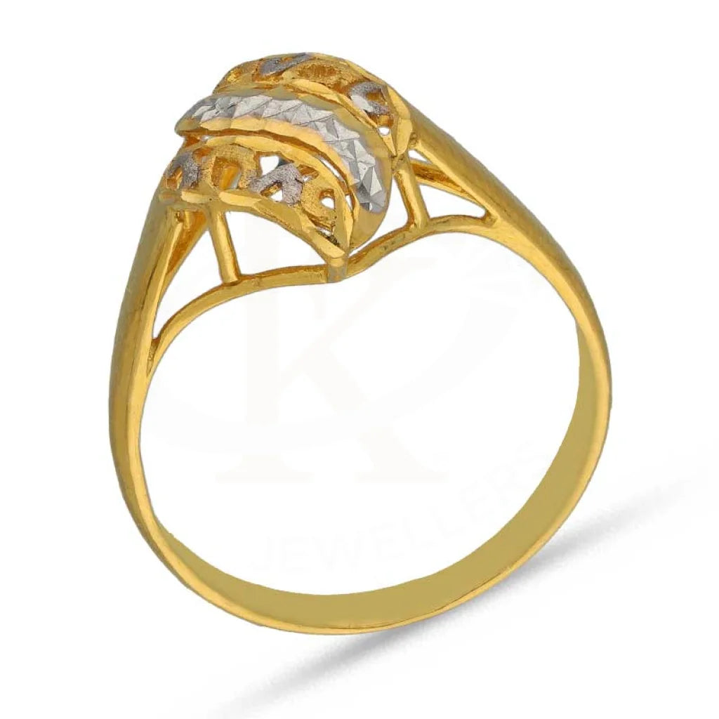 Dual Tone Gold Leaf Shaped Ring 22Kt - Fkjrn22K3717 Rings