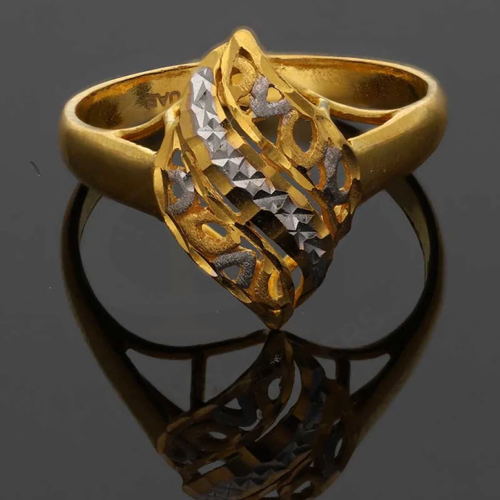 Dual Tone Gold Leaf Shaped Ring 22Kt - Fkjrn22K3717 Rings