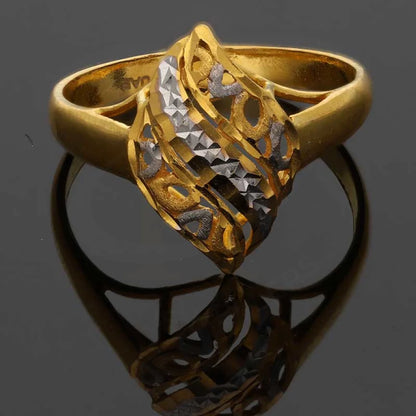 Dual Tone Gold Leaf Shaped Ring 22Kt - Fkjrn22K3717 Rings