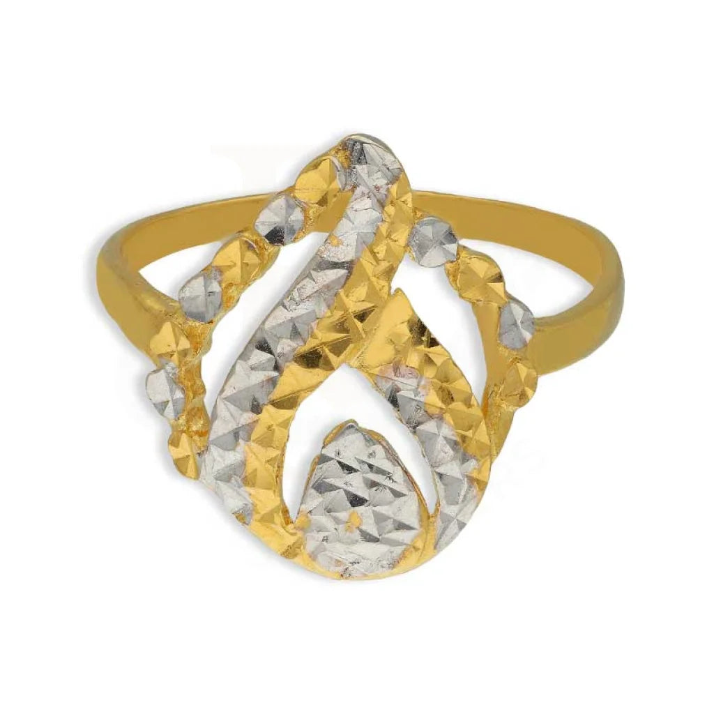 Dual Tone Gold Leaf Shaped Ring 22Kt - Fkjrn22K3720 Rings