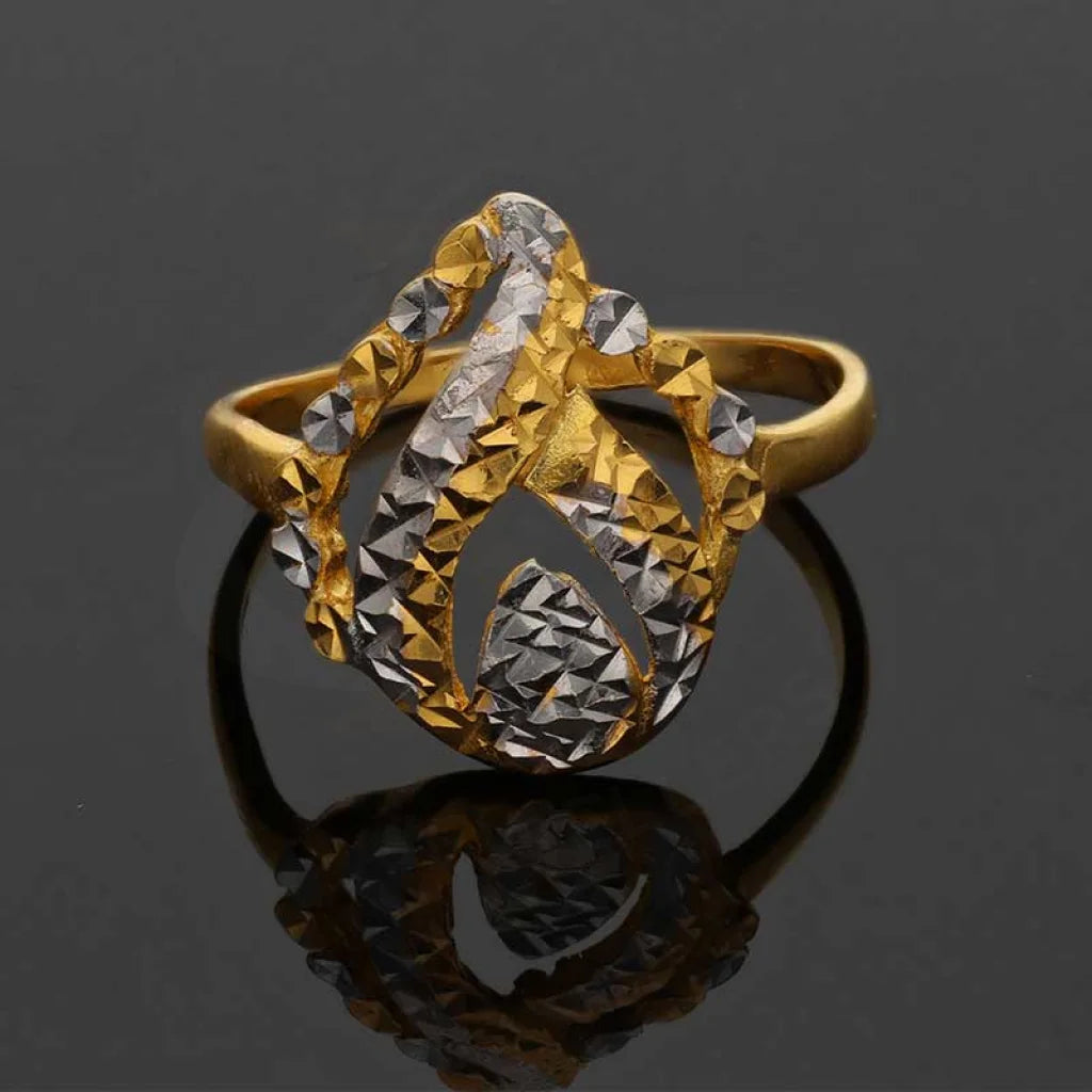 Dual Tone Gold Leaf Shaped Ring 22Kt - Fkjrn22K3720 Rings