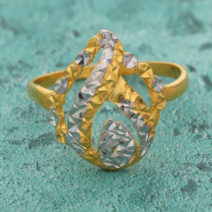 Dual Tone Gold Leaf Shaped Ring 22Kt - Fkjrn22K3720 Rings