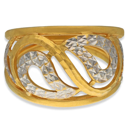 Dual Tone Gold Leaf Shaped Ring 22Kt - Fkjrn22K3870 Rings