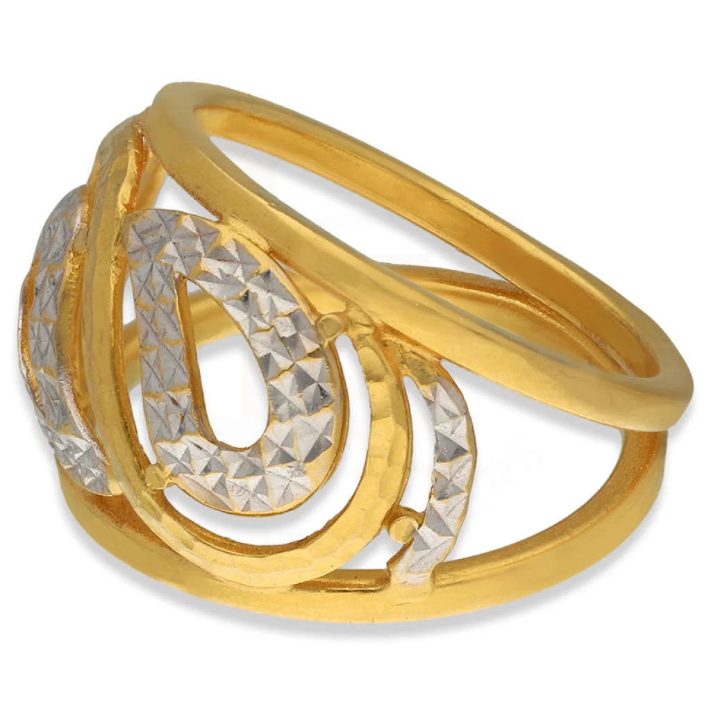 Dual Tone Gold Leaf Shaped Ring 22Kt - Fkjrn22K3870 Rings