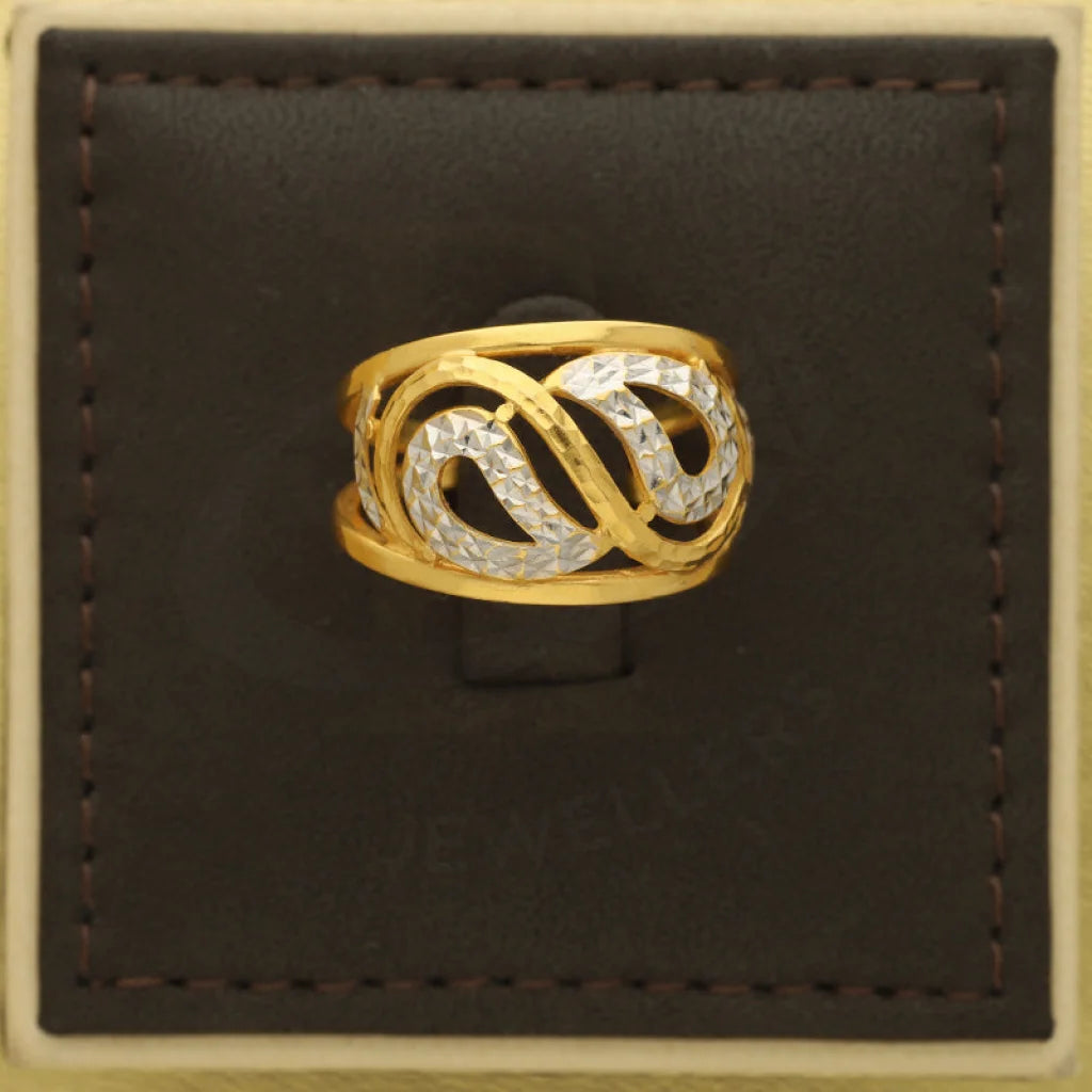 Dual Tone Gold Leaf Shaped Ring 22Kt - Fkjrn22K3870 Rings