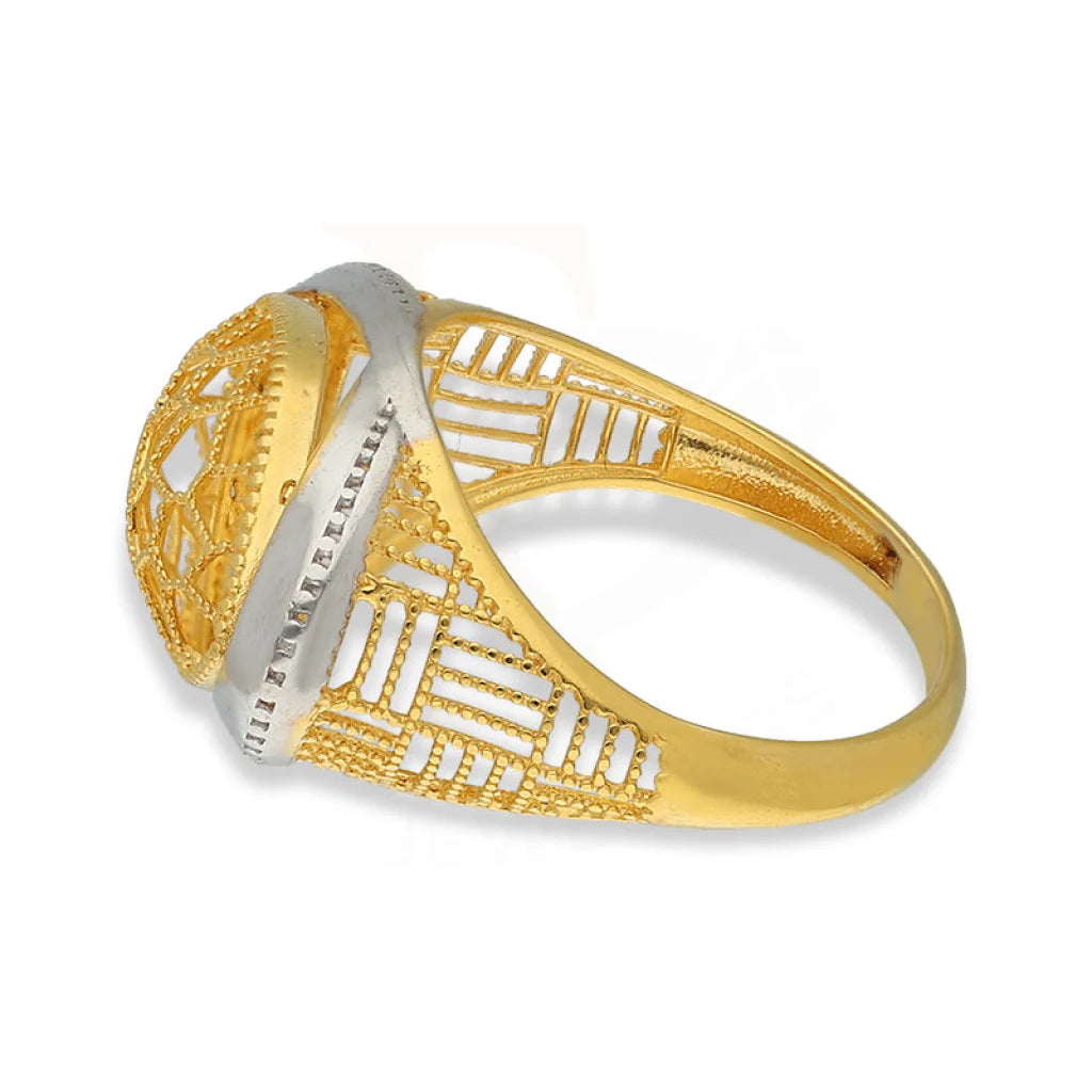 Dual Tone Gold Marquise Shaped Ring 22Kt - Fkjrn22K5138 Rings