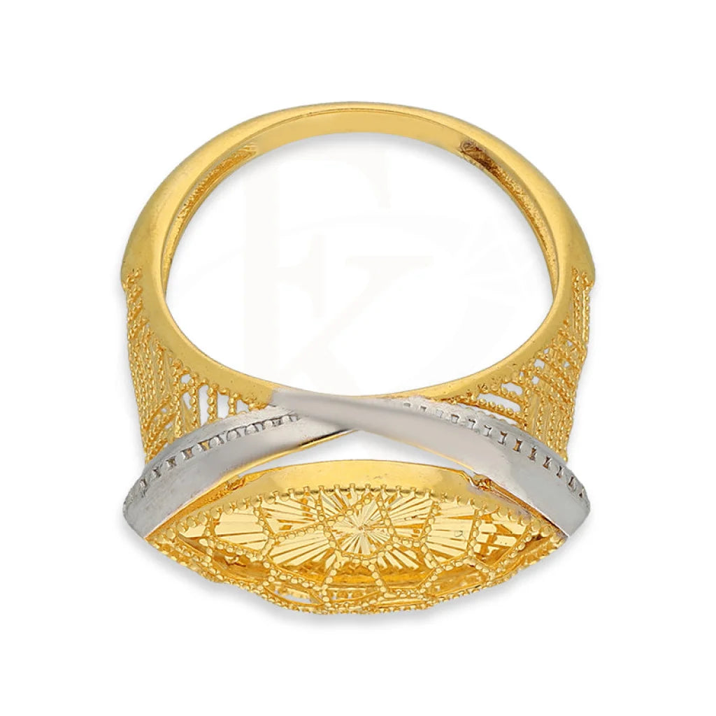 Dual Tone Gold Marquise Shaped Ring 22Kt - Fkjrn22K5138 Rings