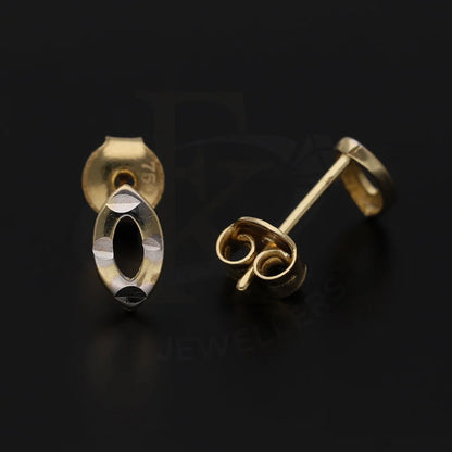 Dual Tone Gold Marquise Shaped Stud Earrings 18Kt - Fkjern18K5546