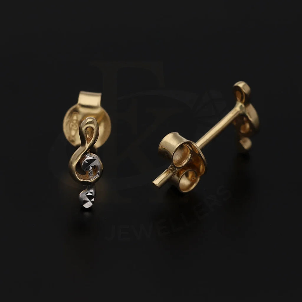 Dual Tone Gold Musical Note Stud Earrings 18Kt - Fkjern18K5545