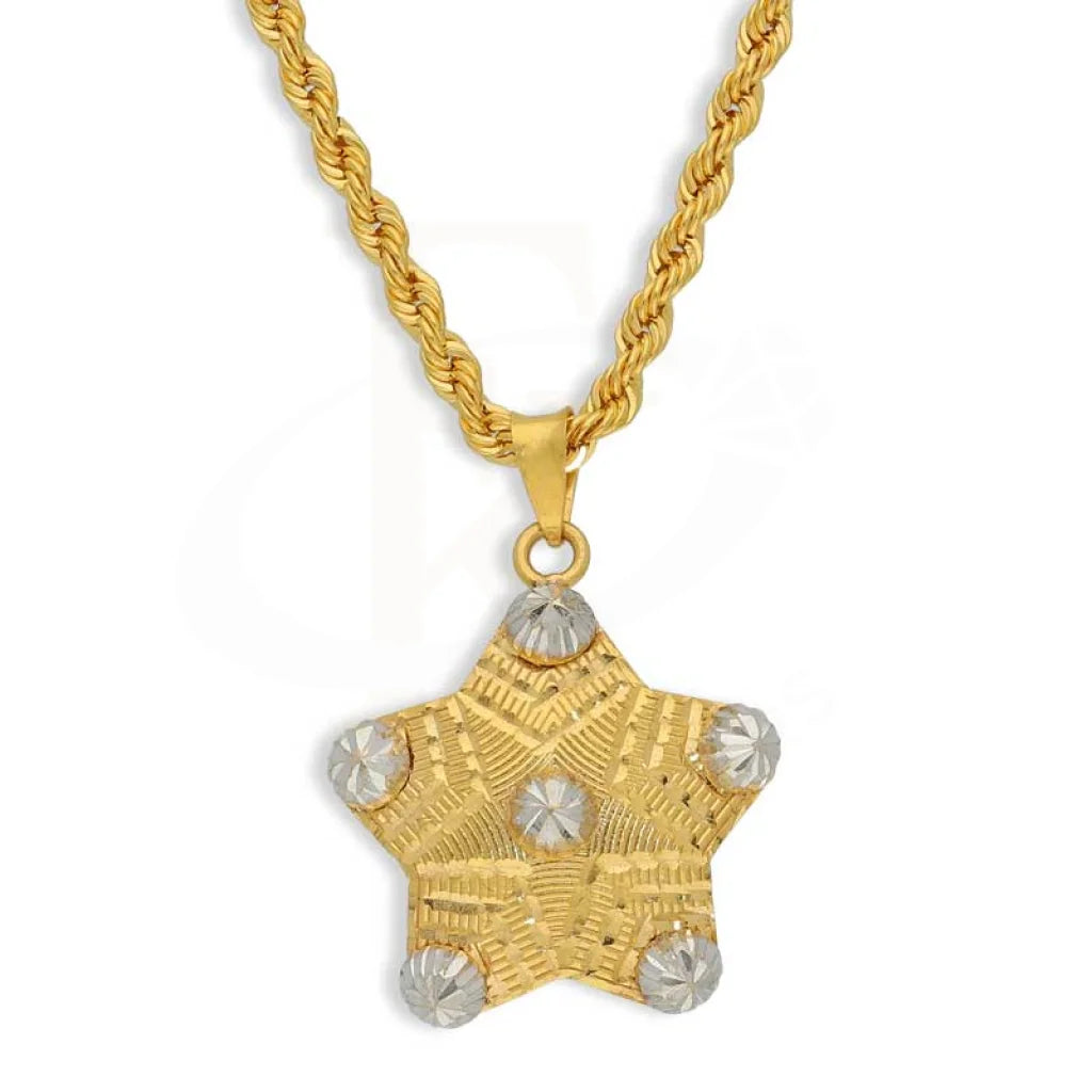 Dual Tone Gold Necklace (Chain With Star Shaped Pendant) 22Kt - Fkjnkl22K2738 Necklaces