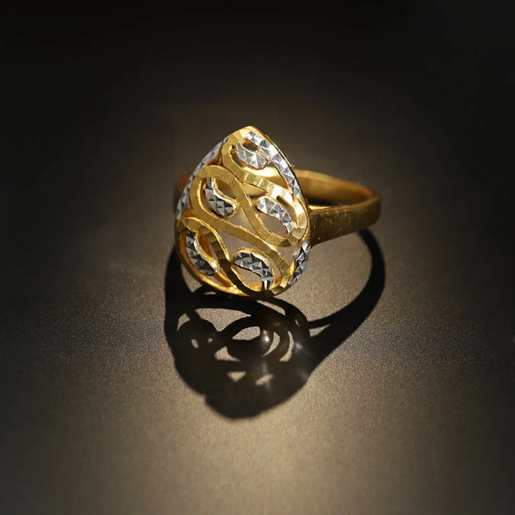 Dual Tone Gold Pear Shaped Ring 22Kt - Fkjrn22K3875 Rings