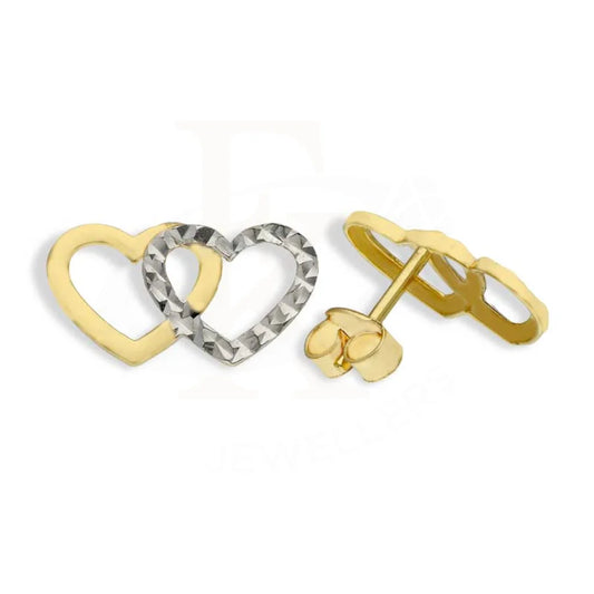 Dual Tone Gold Twin Hearts Stud Earrings 18Kt - Fkjern18K2758