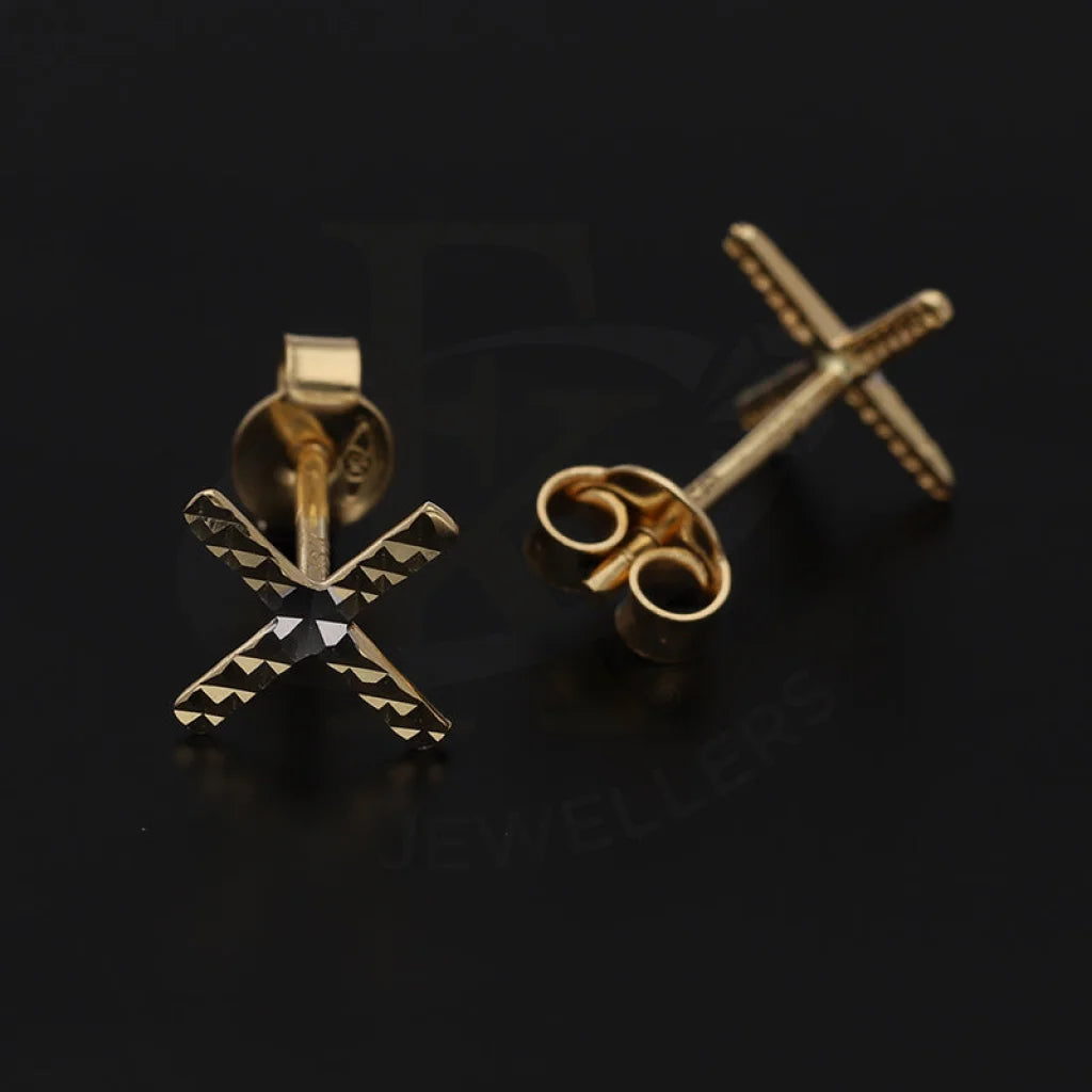 Dual Tone Gold X Stud Earrings 18Kt - Fkjern18K5550