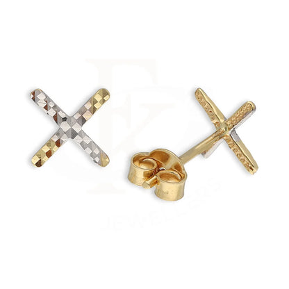 Dual Tone Gold X Stud Earrings 18Kt - Fkjern18K5551