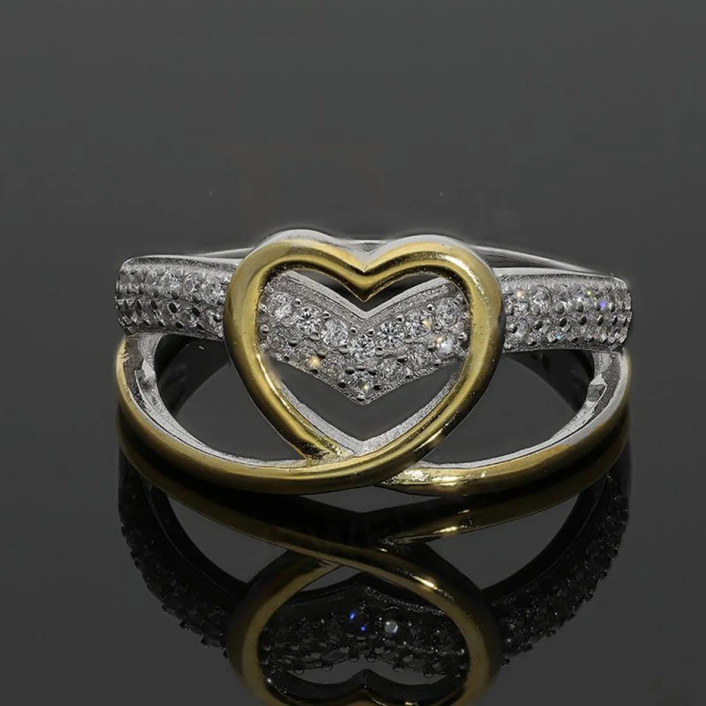 Dual Tone Italian Silver 925 Heart Shaped Ring - Fkjrnsl2993 Rings