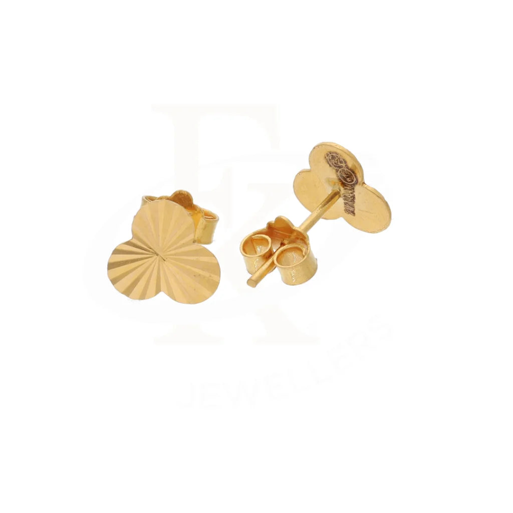 Gold 3 Clover Shape Stud Earrings 21Kt - Fkjern21Km8628