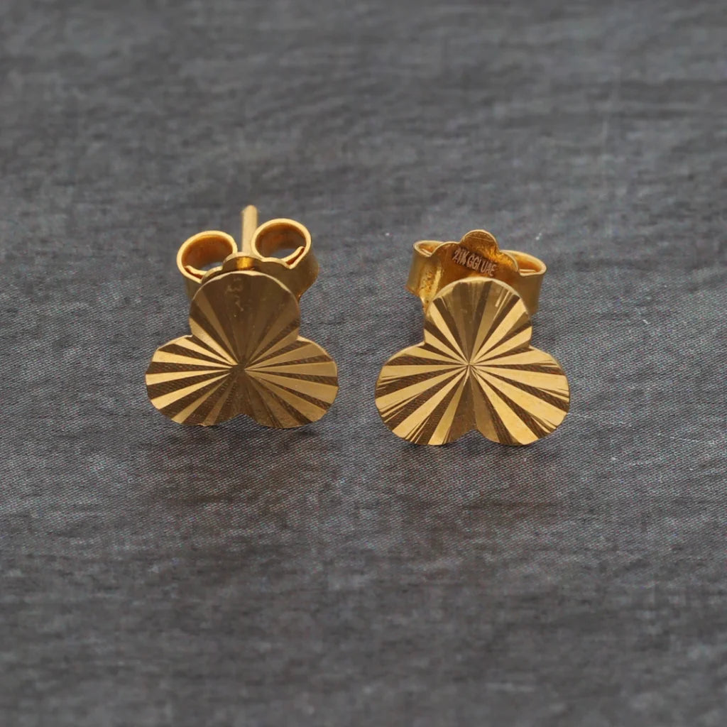 Gold 3 Clover Shape Stud Earrings 21Kt - Fkjern21Km8628