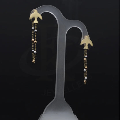 Gold Aeroplane Shaped Drop Earrings 18Kt - Fkjern18K7842