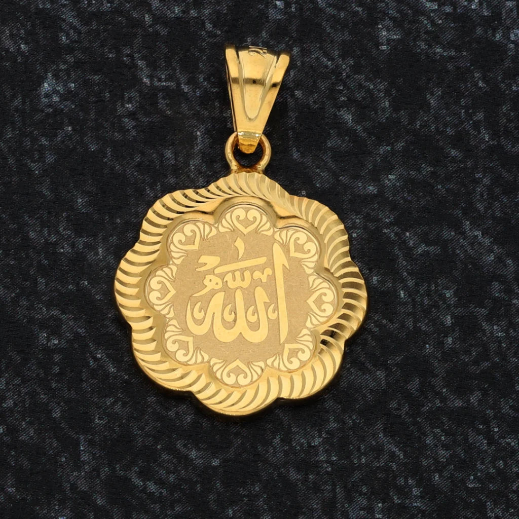 Gold Allah Name In Flower Pendant 21Kt - Fkjpnd21K8561 Pendants
