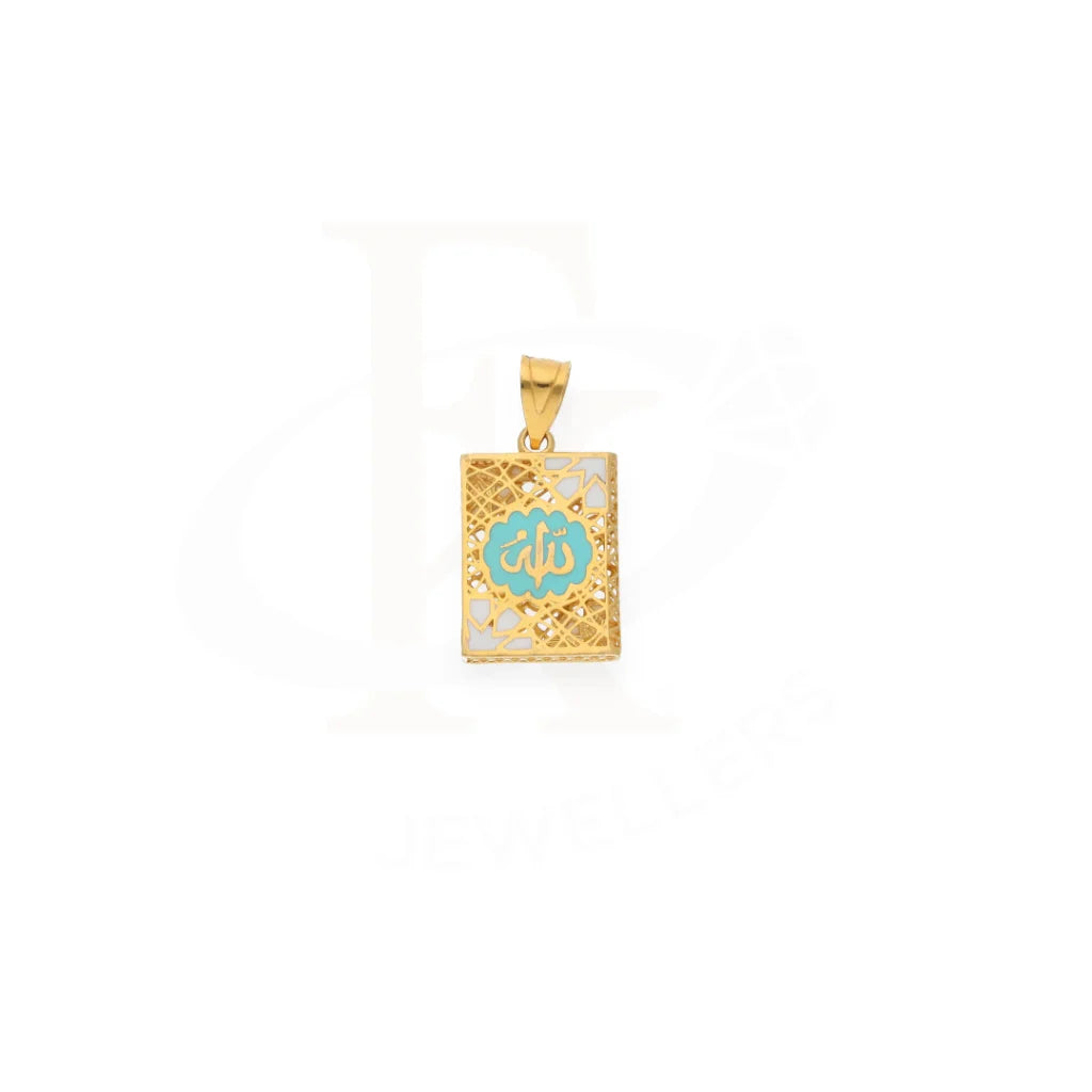 Gold Allah Name Turquoise Blue Pendant 21Kt - Fkjpnd21Km7943 Pendants