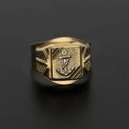 Gold Anchor Mens Ring 18Kt - Fkjrn18K3818 Rings