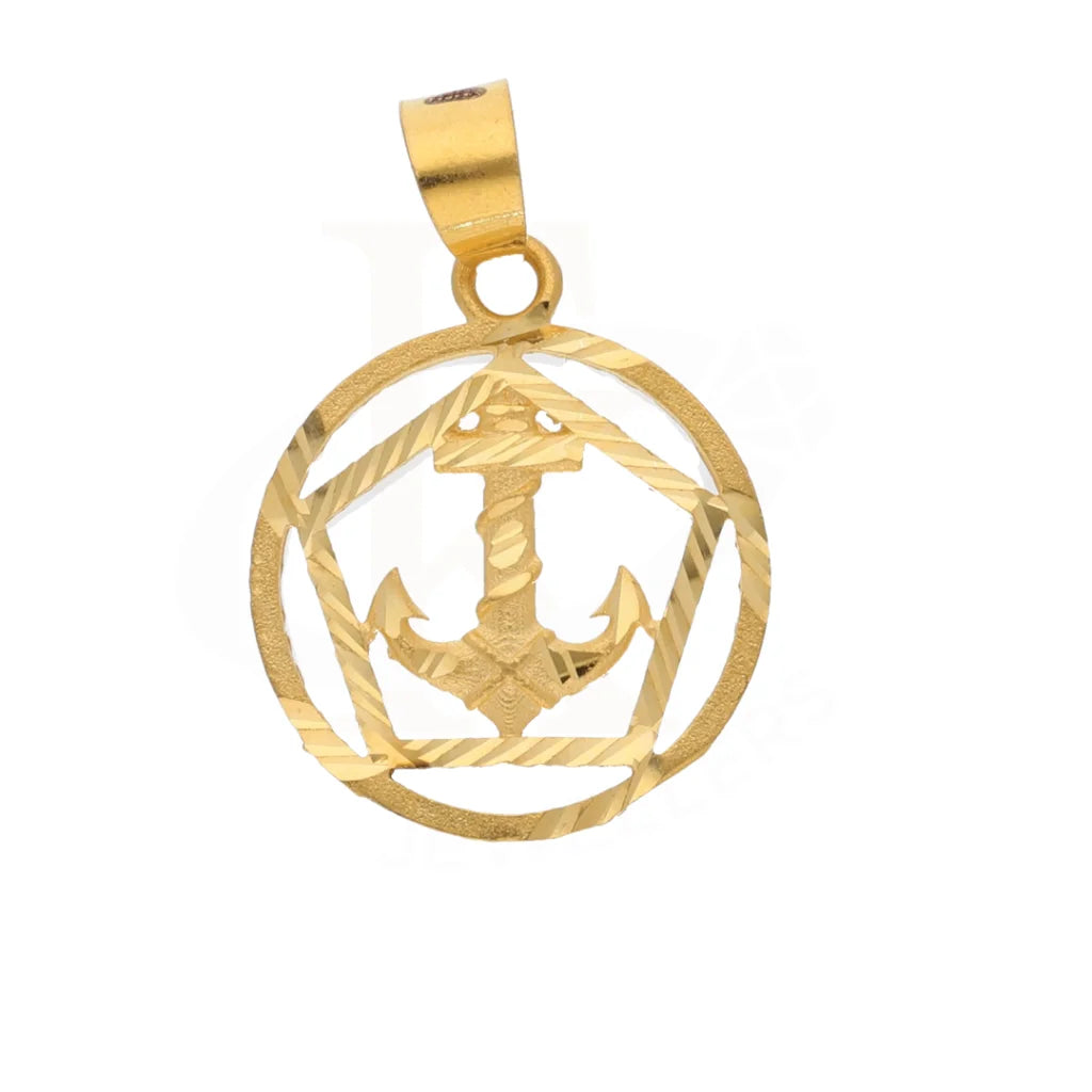 Gold Anchor Shaped In Circle Pendant 21Kt - Fkjpnd21Km8605 Pendants
