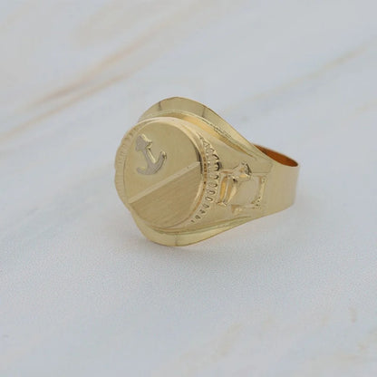 Gold Anchor Shaped Mens Ring 18Kt - Fkjrn18K3805 Rings