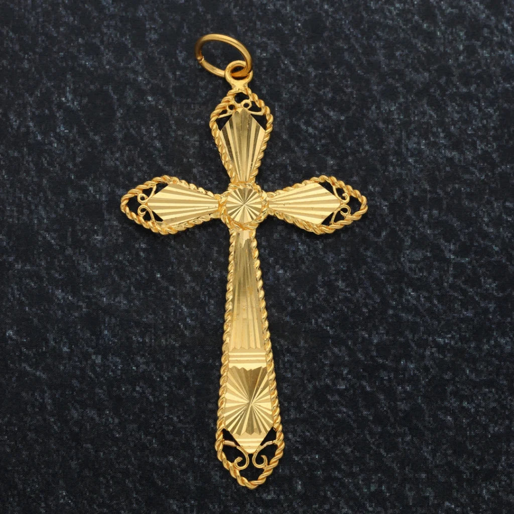 Gold Angel Cross Shaped Pendant 21Kt - Fkjpnd21K8564 Pendants