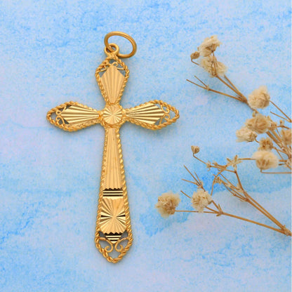 Gold Angel Cross Shaped Pendant 21Kt - Fkjpnd21K8564 Pendants