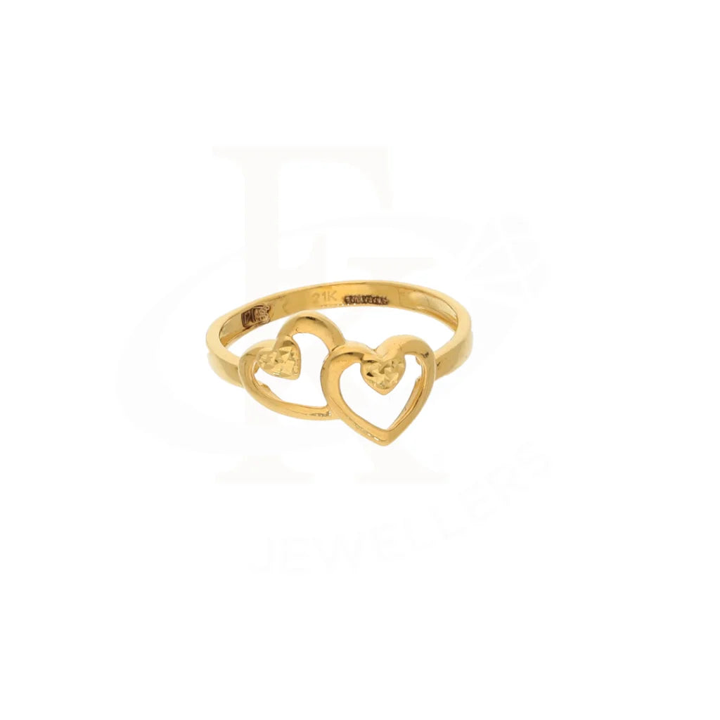 Gold Attached Double Heart Ring 21Kt - Fkjern18Km8414 Rings